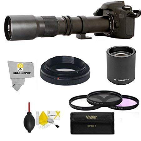 スーパー500mm / 1000mm F / 8手動望遠レンズfor Canon EOS 80d、70d、60d (中古品)