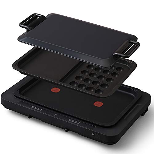 ホットプレート 左右温度調整 2枚 ブラック WHPK-012-B(中古品)