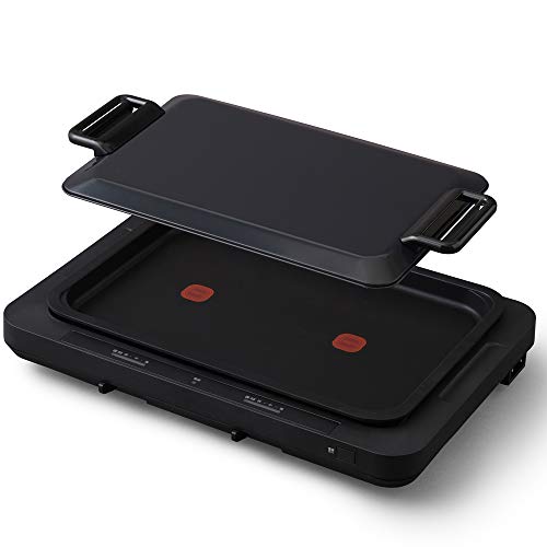 ホットプレート 左右温度調整 1枚 ブラック WHPK-011-B(中古品)