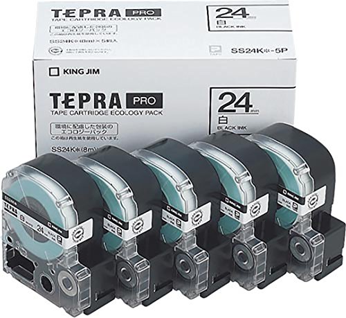 キングジム テープカートリッジ テプラPRO 24mm 5個 SS24K-5P 白(未使用品)