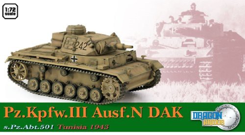 ドラゴン 1/72 WW.II ドイツ軍 III号戦車 N型 ドイツアフリカ軍団 第501重 (未使用品)