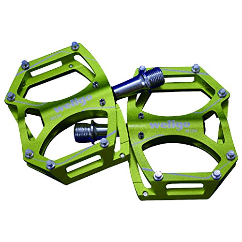 WELLGO(ウェルゴ) アルミペダル ピン付 CNC 薄型 アップル グリーン 260g  (未使用品)