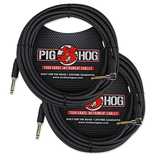 Pig Hog pch20bkrブラックWoven instrumentケーブル、20?ft右角度???2パッ (未使用品)