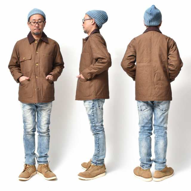 ヘリンボーン カバーオール ジャケット メンズ | M~2XL 全4色 大きい