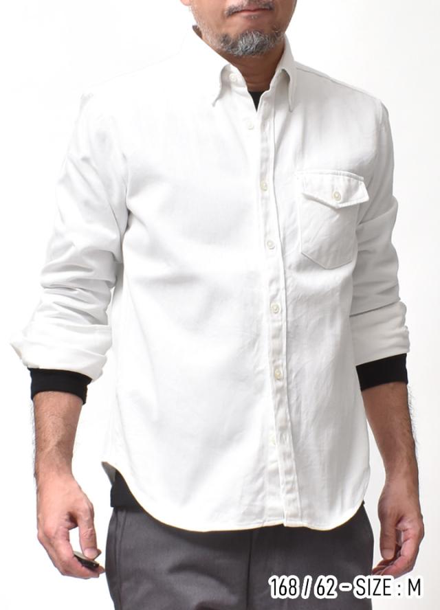 ボタンダウンシャツ 長袖 メンズ 厚手 国産 | M~XL 全3色 ホワイト