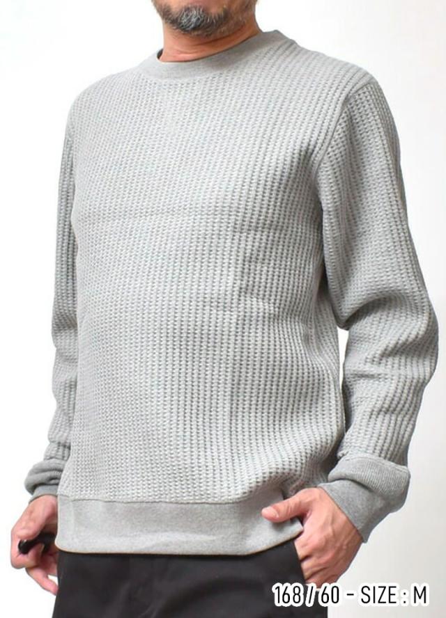 サーマル ワッフル ニット 厚手 メンズ | S~XL 全20色 ロンT 長袖 無地
