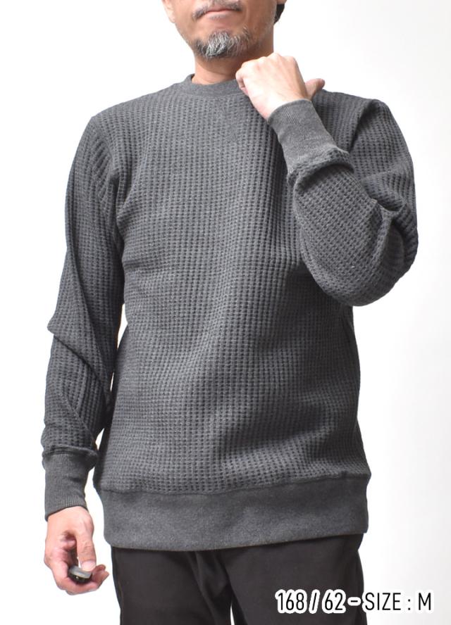 サーマル ワッフル ニット 厚手 メンズ | S~XL 全20色 ロンT 長袖 無地