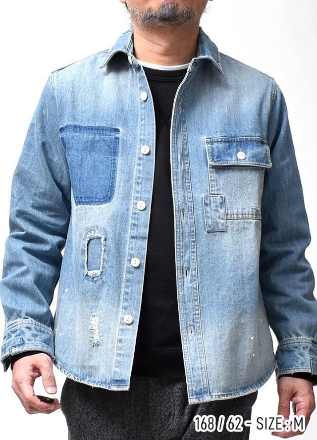 デニムシャツ メンズ 厚手 アメカジ 長袖 | M~XL 全2色 大きいサイズ カジュアル シャツ ワークシャツ ブランド モートガレージ 春 秋 綿100 着丈 短い 所さん 世田谷ベース 20代 30代 40代 50代 60代 メンズファッション カジュアル オシャレ かっこいい 大人 人気 オススメ