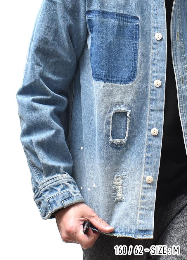 デニムシャツ メンズ 厚手 アメカジ 長袖 | M~XL 全2色 大きいサイズ カジュアル シャツ ワークシャツ ブランド モートガレージ 春 秋 綿100 着丈 短い 所さん 世田谷ベース 20代 30代 40代 50代 60代 メンズファッション カジュアル オシャレ かっこいい 大人 人気 オススメ