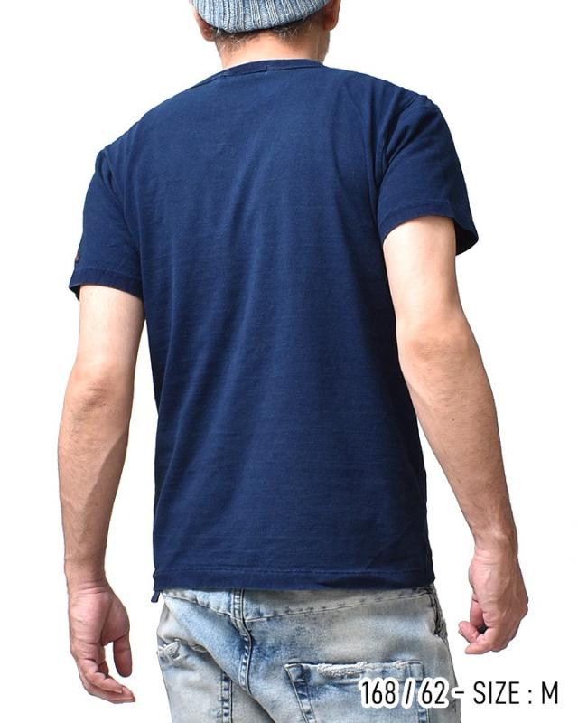 インディゴ ヘンリーネック 厚手 Tシャツ メンズ | M~2XL アメカジ