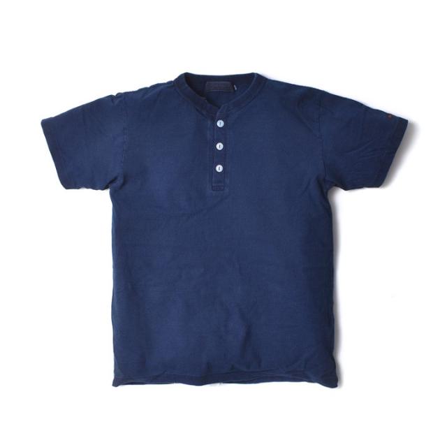 インディゴ ヘンリーネック 厚手 Tシャツ メンズ | M~2XL アメカジ ブランド ヘンリーT 綿100 カットソー トップス 着丈 短い 無地 春夏 夏物 夏服 所さん 世田谷ベース 20代 30代 40代 50代 60代 メンズファッション カジュアル オシャレ かっこいい 大人 服 人気 オススメ