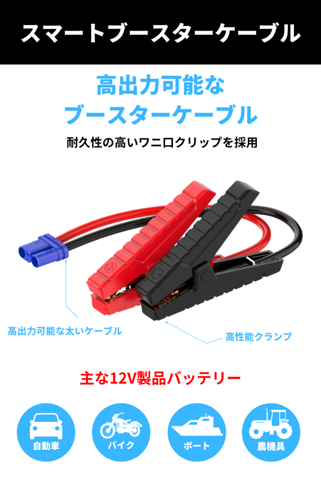 【バッテリーレスで安心】 ジャンプスターター 12V 充電不要 スーパーキャパシタ メンテナンスフリー バッテリー上がり 自動車 ブラック LUFT-CJS_5