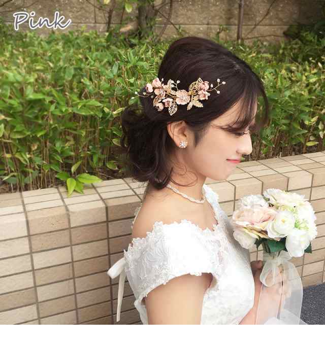 【メール便 送料無料】コーム アンティーク 花 ヘアー フラワー ヘアアクセサリー ホワイト ピンク ブルー ヘアコーム 髪飾り ヘッドドレ｜au  PAY マーケット