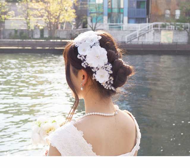 ヘアアクセサリー　レース　大人可愛い　白　イベント　結婚式