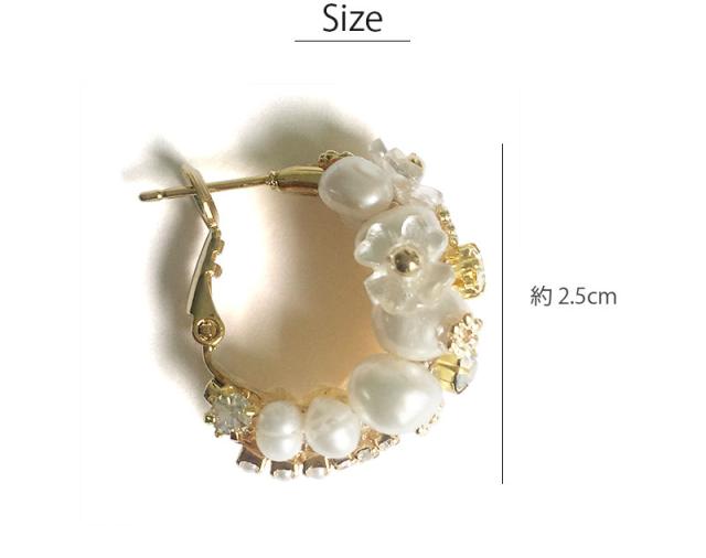 メール便 送料無料 ピアス フープ パール 花 フラワー ビーズ アンティーク ビジュー レディース アクセサリー ジュエリー 結婚式 花の通販はau Pay マーケット Machree
