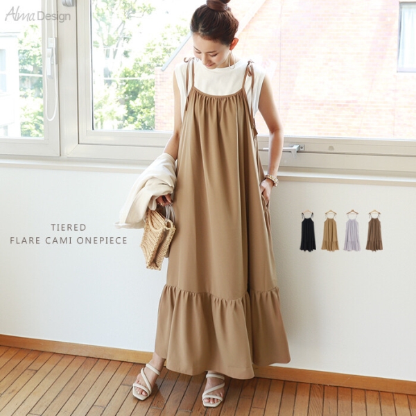 肩リボン ジョーゼット ティアード キャミ ワンピースの通販はau Pay マーケット プリティウーマン