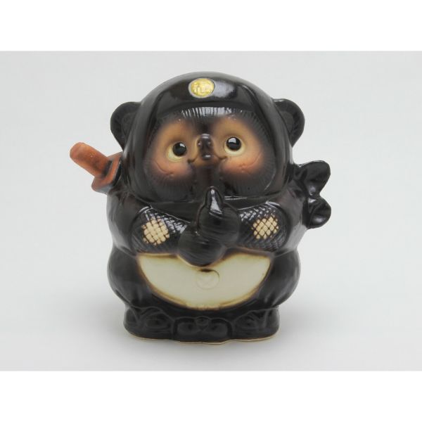 忍者狸 (黒) 5号 信楽焼 日本製 made in Japan