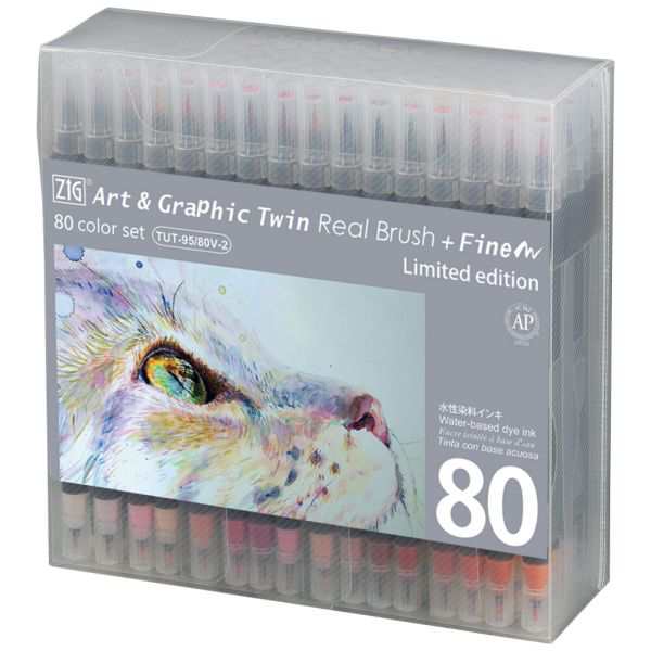 [呉竹] ZIG Art＆Graphic Twin Real Brush＋Fine 80色セット TUT-95/80V-2