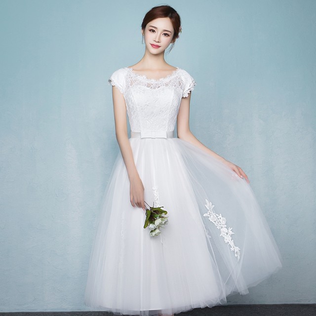 レースイブニングドレス ホワイト ミモレ丈ドレス ウェディングドレス 結婚式 白ワンピース の通販はau Pay マーケット お取り寄せドレスのアルトリアaupayマーケット店