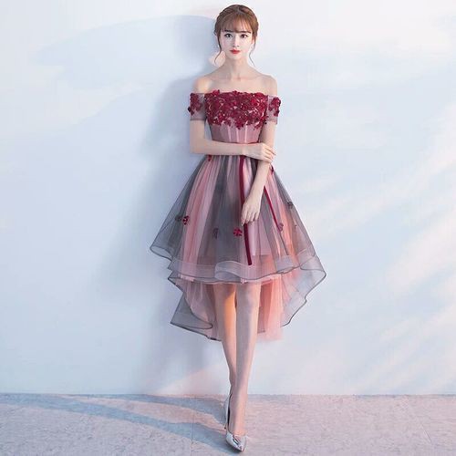 花柄レースオフショルダーヘムドレス ブラウン パーティー 結婚式 披露宴 姫系 同窓会 二次会 の通販はau Pay マーケット お取り寄せドレス のアルトリアaupayマーケット店