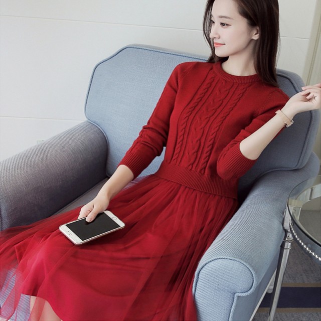 ニットチュールワンピース レッド 春夏 通学 デート 結婚式 二次会 お出かけ の通販はau Pay マーケット お取り寄せドレスのアルトリアaupayマーケット店
