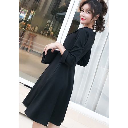 信頼 カジュアル コート風 Dg Vネック 七分袖 襟付き ワンピース ひざ丈ワンピース Slcp Lk