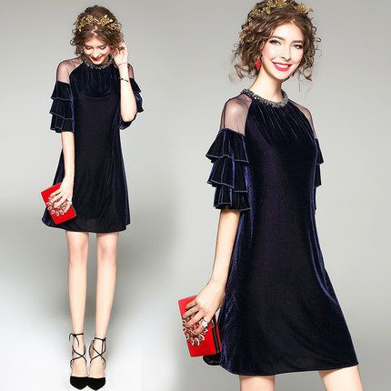 結婚式 お呼ばれ ベロア ティアードスリーブ ワンピース レディ 結婚式ワンピース デート シースルー の通販はau Pay マーケット お取り寄せドレスのアルトリアaupayマーケット店