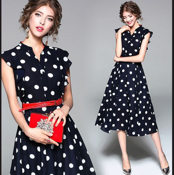 レトロ ドット柄 フレアスリーブ Aラインワンピース クラシカル 袖コン ベルト付き デート お呼ばれ パーティーの通販はau Pay マーケット お取り寄せドレスのアルトリアaupayマーケット店