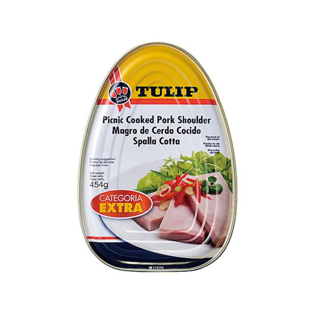 明治屋　チューリップ ピクニックショルダーハム　454g×24缶　デンマーク産　豚肩肉　送料無料(一部地域を除く)