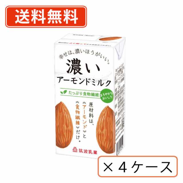 筑波乳業　濃いアーモンドミルク たっぷり食物繊維 125ml×60本（15本入×4ケース）　コレステロールゼロ　植物性飲料　送料無料(一部地域を除く)