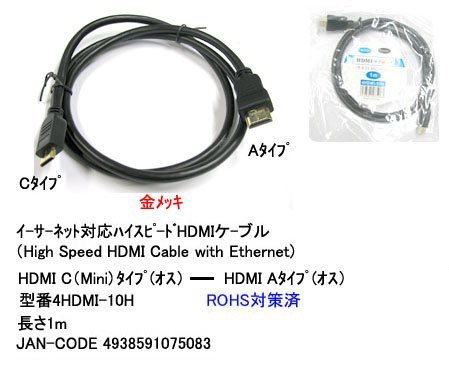 ほしい物ランキング ミニHDMI-HDMI ケーブル1m Ver1.4a(未使用品