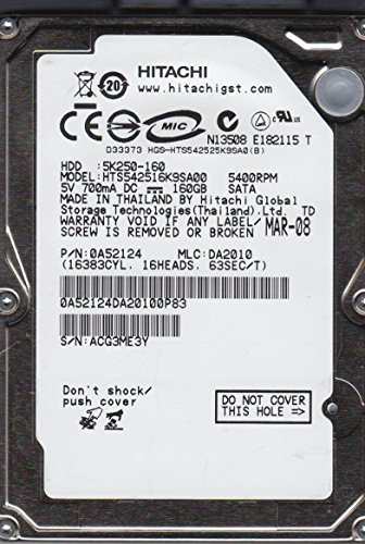 hts542516?K9sa00、PN 0?a52124、MLC da2010、Hitachi 160?GB SATA 2.5ハー(未使用品)