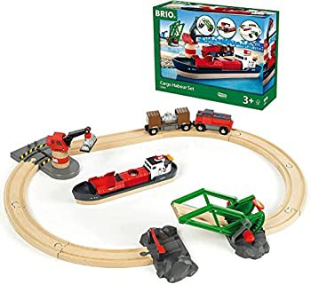 【中古】BRIO ( ブリオ ) WORLD カーゴハーバーセット [全16ピース] 対象年齢 3歳~ ( 船 電車 おもちゃ 木製 レール 電動 ) 33061