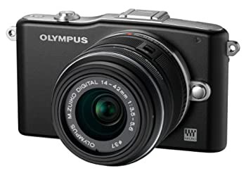 (中古品)OLYMPUS ミラーレス一眼 PEN mini E-PM1 レンズキット ブラック E-PM1 LKIT