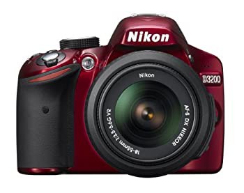 【中古】 Nikon ニコン デジタル一眼レフカメラ D3200 レンズキット AF-S DX NIKKOR 18-55mm f/3.5-5.6G VR付属 レッド D3200LKRD