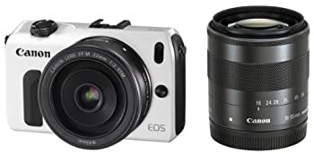 【中古】 Canon キャノン ミラーレス一眼カメラ EOS M ダブルレンズキット EF-M18-55mm F3.5-5.6 IS STM/EF-M22mm F2 STM付属 ホワイト E