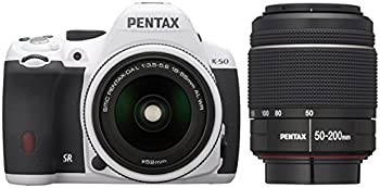 【中古】 RICOH リコー デジタル一眼レフ PENTAX K-50 DAL18-55mmWR・DAL50-200mmWRダブルズームキット ホワイト K-50 WZOOM KIT WHITE 1