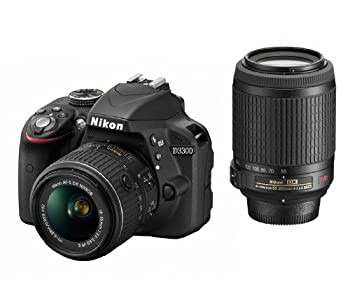 (中古品)Nikon デジタル一眼レフカメラ D3300 ダブルズームキット ブラック D3300WZ