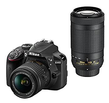 (中古品)Nikon デジタル一眼レフカメラ D3400 ダブルズームキット ブラック D3400WZ