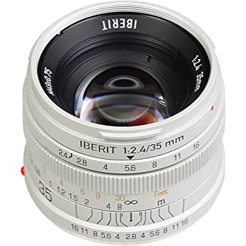 【未使用】【中古】 KIPON 単焦点レンズ IBERIT (イベリット) 35mm f 2.4レンズfor SONY Eマウント Frosted Silver (つや消し シルバー)