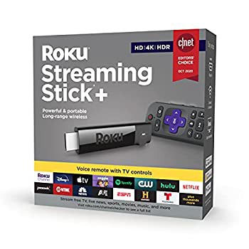 【未使用】【中古】 Roku ストリーミングスティック+ | HD 4K HDR ストリーミングデバイス with ロングレンジ ワイヤレスとボイスリモー