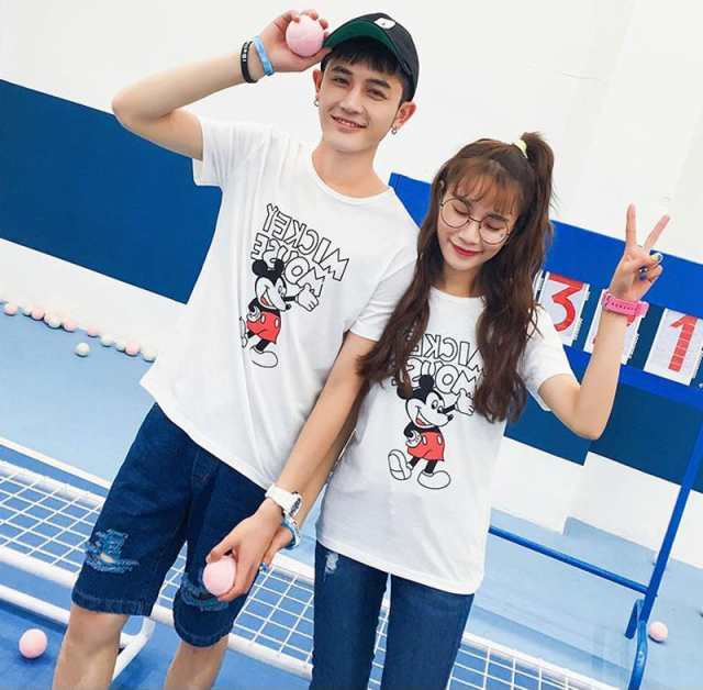 T Shirt Disney ディズニー ペアルック カップル Tシャツ トップス ｔシャツ ミッキー柄 半袖 夏 夫婦 お揃いの通販はau Pay マーケット Rinrin Store