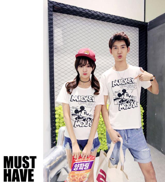 T Shirt Disney ディズニー ペアルック カップル Tシャツ トップス ｔシャツ ミッキー柄 半袖 夏 夫婦 お揃いの通販はau Pay マーケット Rinrin Store