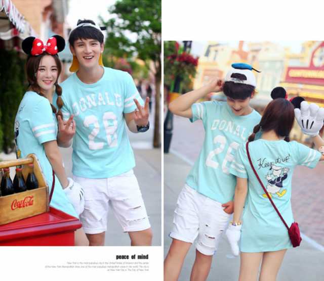 T Shirt Disney ディズニー ペアルック カップル Tシャツワンピース トップス ｔシャツ ドナルドダック半袖 夏 夫婦 お揃いの通販はau Pay マーケット Rinrin Store