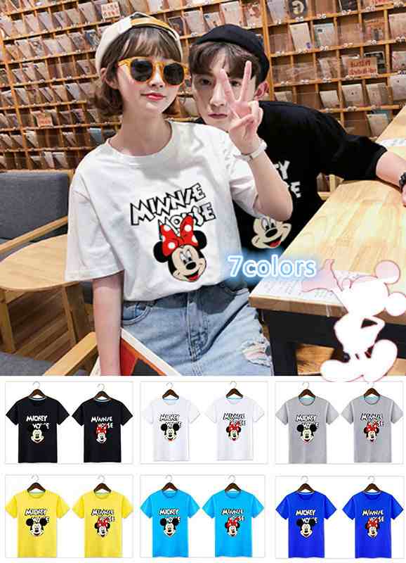 T Shirt Disney ディズニー ペアルック カップル Tシャツ トップス ｔシャツ ミッキー柄 半袖 夏 夫婦 お揃いの通販はau Pay マーケット Rinrin Store