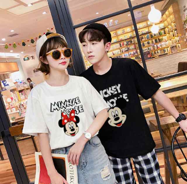 T Shirt Disney ディズニー ペアルック カップル Tシャツ トップス ｔシャツ ミッキー柄 半袖 夏 夫婦 お揃いの通販はau Pay マーケット Rinrin Store