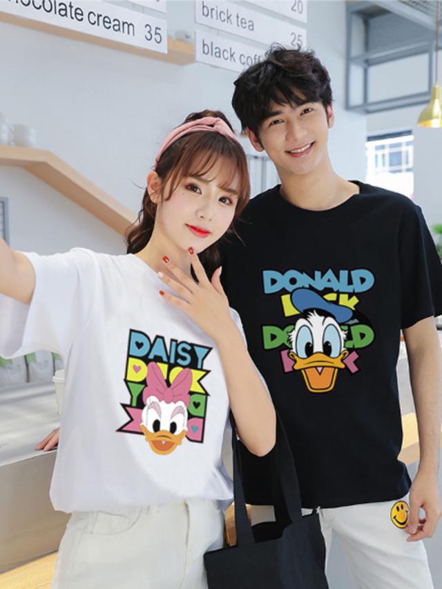 T Shirt Disney ディズニー ペアルック カップル Tシャツ トップス ｔシャツ ドナルドダック 半袖 夏 夫婦 お揃いの通販はau Pay マーケット Rinrin Store