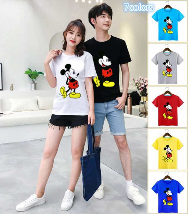 T Shirt Disney ディズニー ペアルック カップル Tシャツ トップス ｔシャツ ミッキー柄 半袖 夏 夫婦 お揃いの通販はau Pay マーケット Rinrin Store