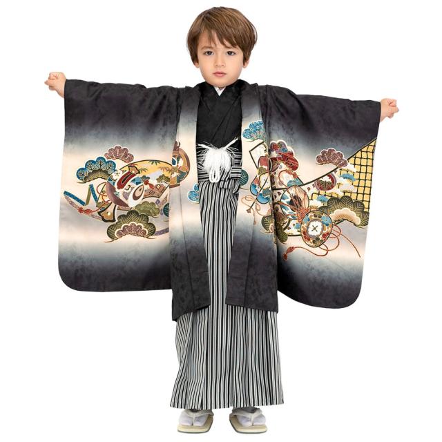 新品 七五三 5歳 男の子 着物 和服 長襦袢 ハカマ 草履 小物セット SOUBIEN 七五三 着物 5歳 販売 五歳 袴セット 羽織 半襦袢 袴帯