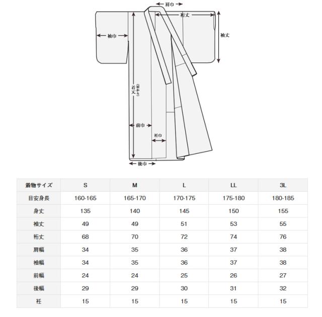 トールサイズ 単衣 秋冬春 絹 小紋 身丈175 裄71 小紋 | トール